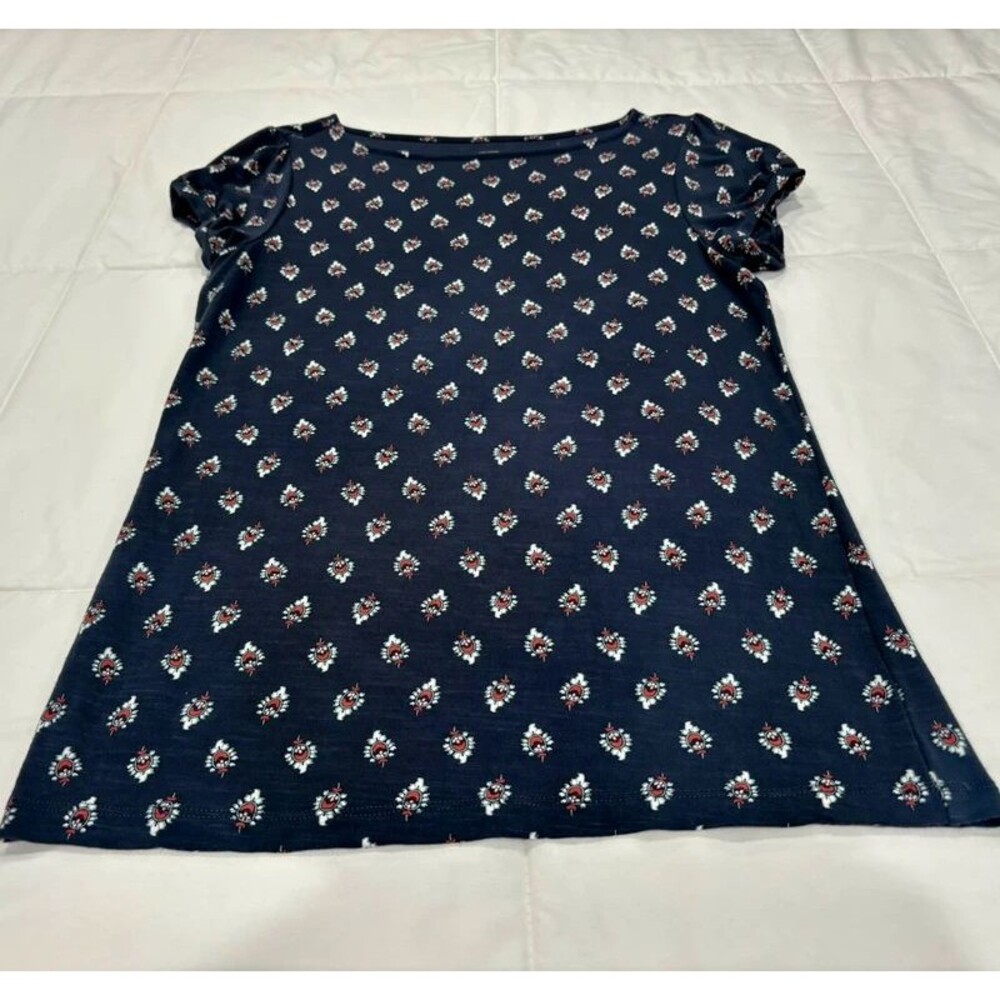 Ladies Loft Small Navy Paisley Patterned Top